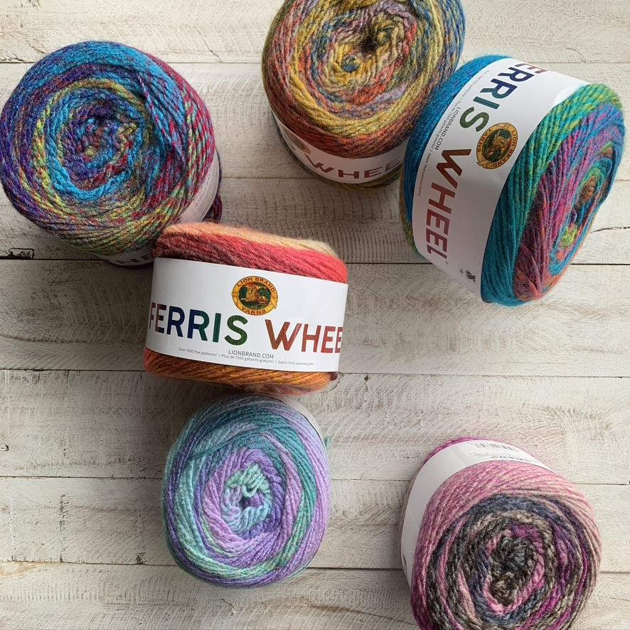 Lion Brand Yarn Ferris Wheel Yarn, Multicolor Yarn for Knitting,  Crocheting, and Crafts, 3-Pack, Buttercup