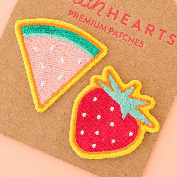 Embroidered Patches - Watermelon & Strawberry - 2 Pack